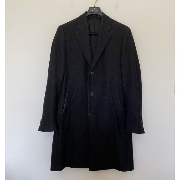 John Varvatos Star USA Wool Blend Pea Coat Mens 40 Black Gray Premium Tailored - Picture 1 of 14